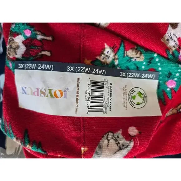 New Women's Joyspun Christmas Pajama Pants Dogs Cats Elastic Waist SZ 3X 22W-24W - Picture 4 of 11